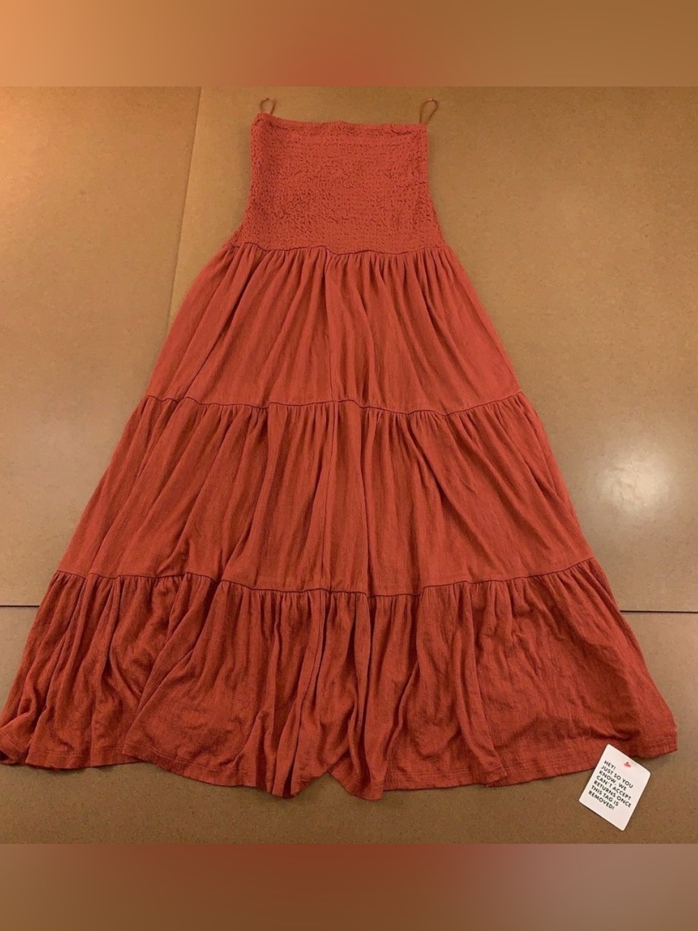 Asos Design Womens 6 Terracotta Smocked Strapless Maxi Dress NWT